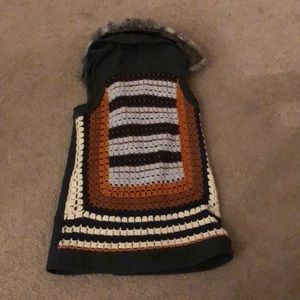 Anthro zip up vest jacket with crochet back